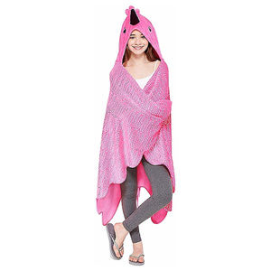 Justice Girls Flamingo Hooded Cozy Blanket Pink Foil